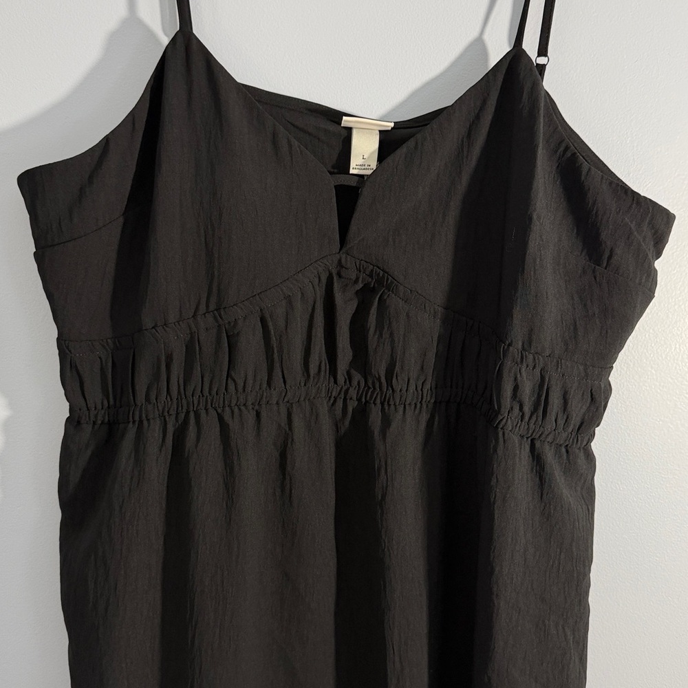 a new day Black Spaghetti-Strap V-Neck Midi Dress SZ L - Picture 5 of 10
